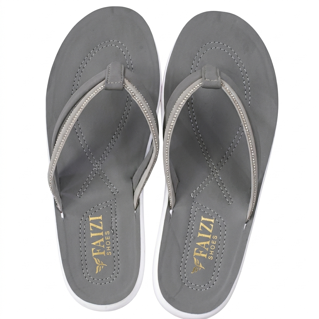 Faizi Ladies Chappal - Grey - Image 4