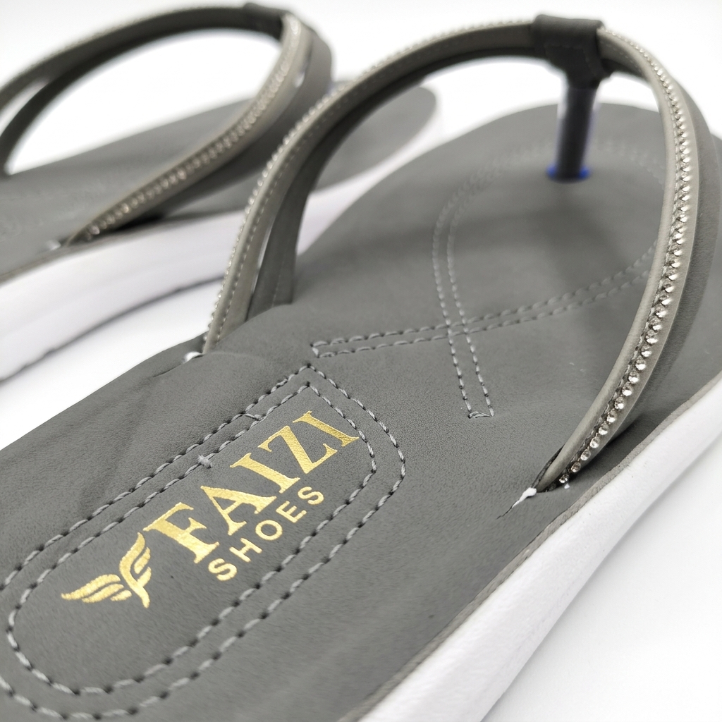 Faizi Ladies Chappal - Grey - Image 2